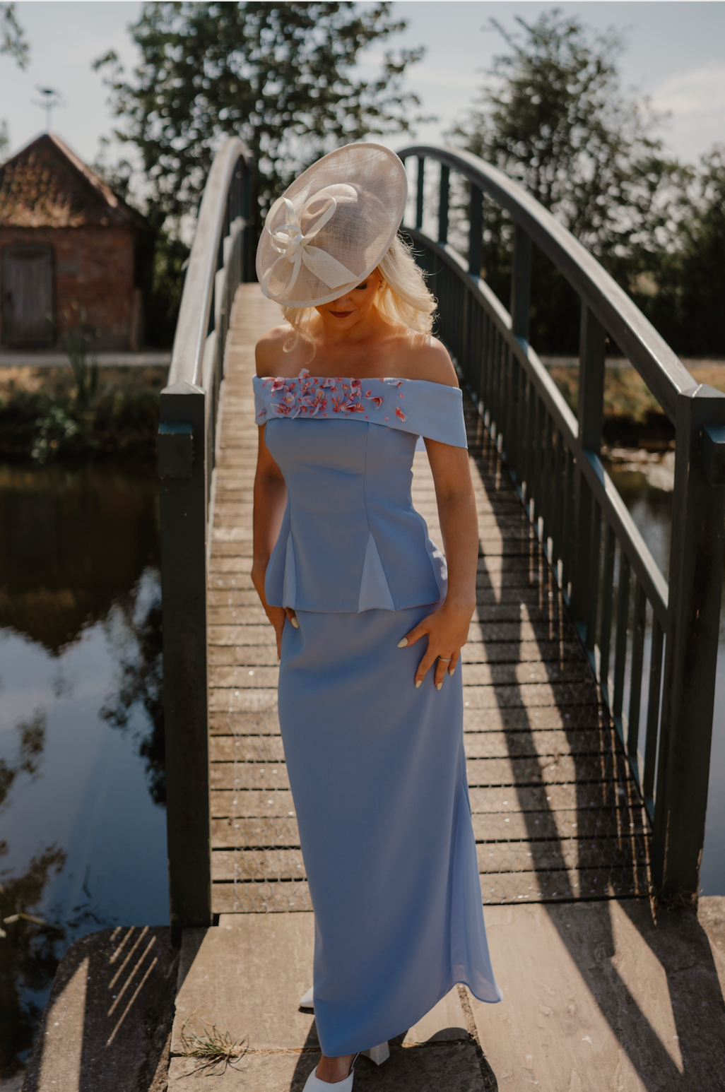 Kelpie - Light Periwinkle Blue Fit and Flare Tailored Skirt with Vent