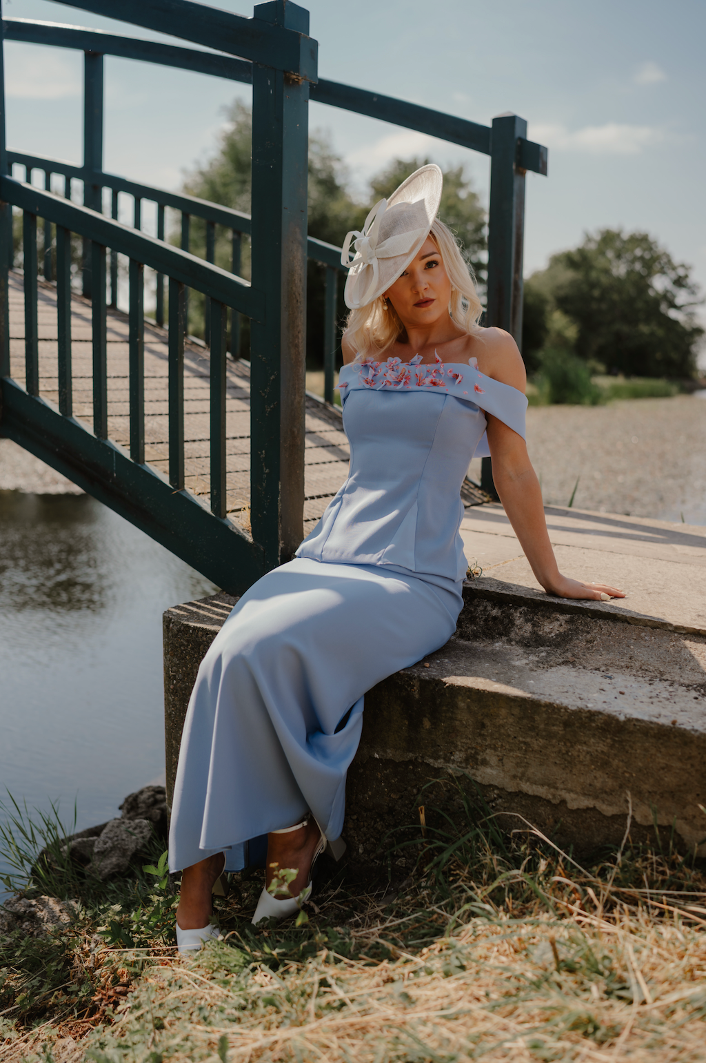 Dee - Light Periwinkle Blue Off-the-Shoulder Bardot Top