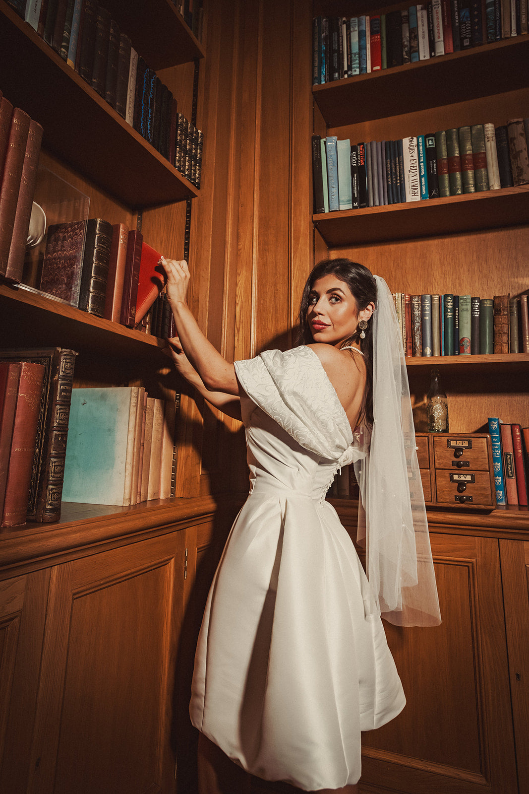 Bridal Mini Dress with Off-the-Shoulder Brocade Wrap - Katie